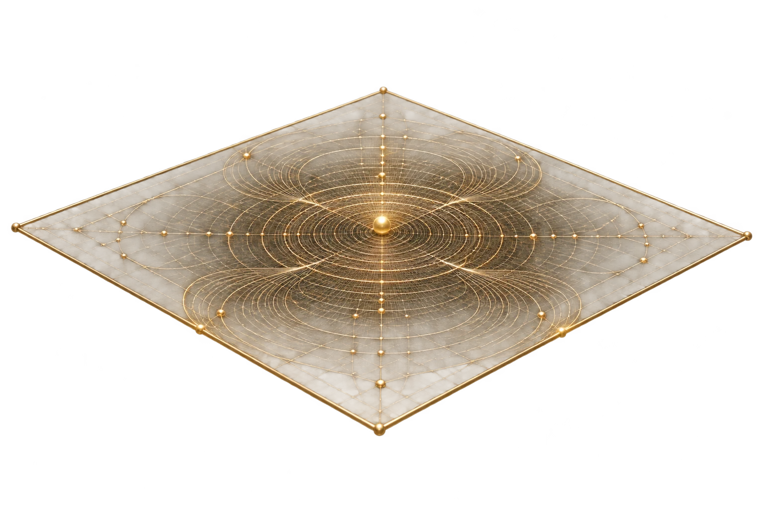 Nervous system baseline layer: a single stable centre sending ordered, balanced waves outward.
