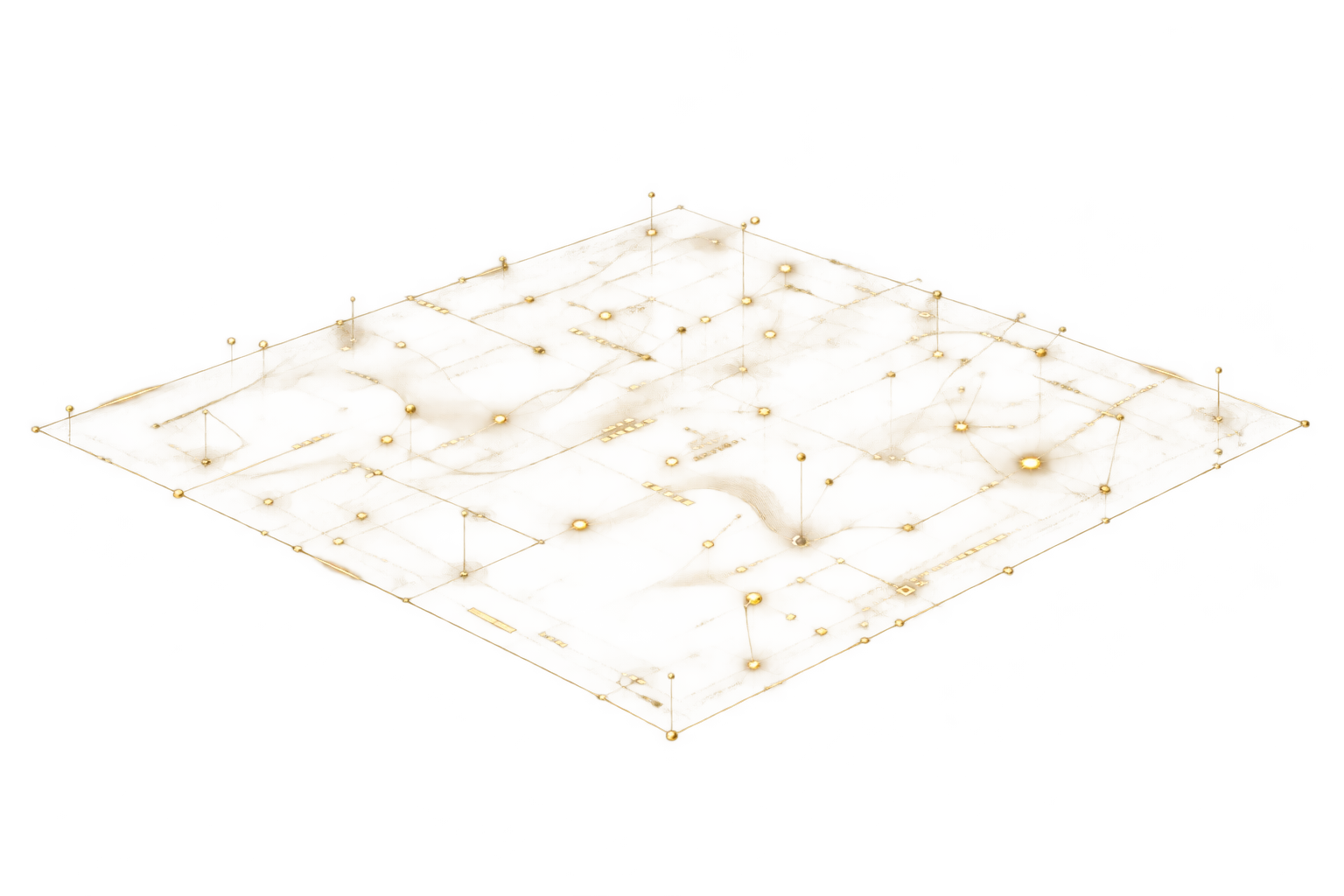 Behaviour layer: a dense, fragmented field of observable signals across a gold diamond plane.